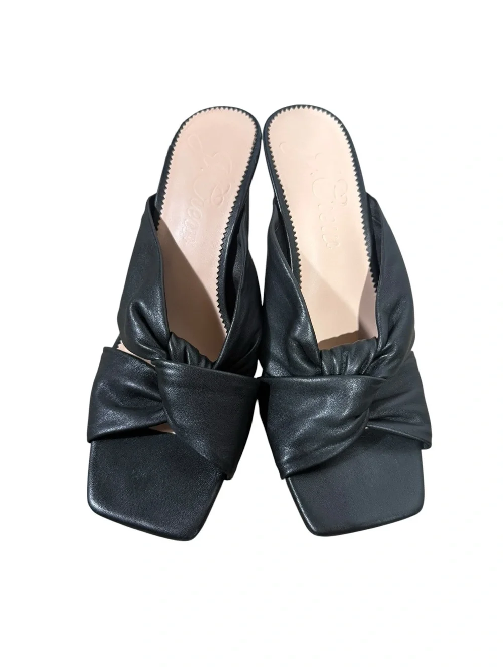 J. Crew Ava twist-knot heels in black‎ leather size 8.5